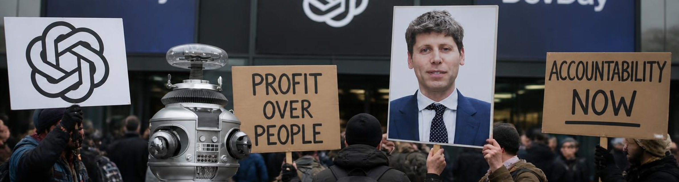 Protesters rally against OpenAI at DevDay over corporate practices